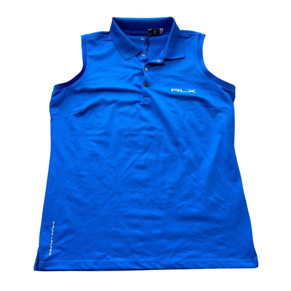 RLX Ralph Lauren Women's Size Medium Golf Polo Sleeveless Shirt Tank Blue